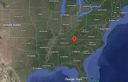 Where is the city of Knoxville, Tennessee, located on the map of the USA?