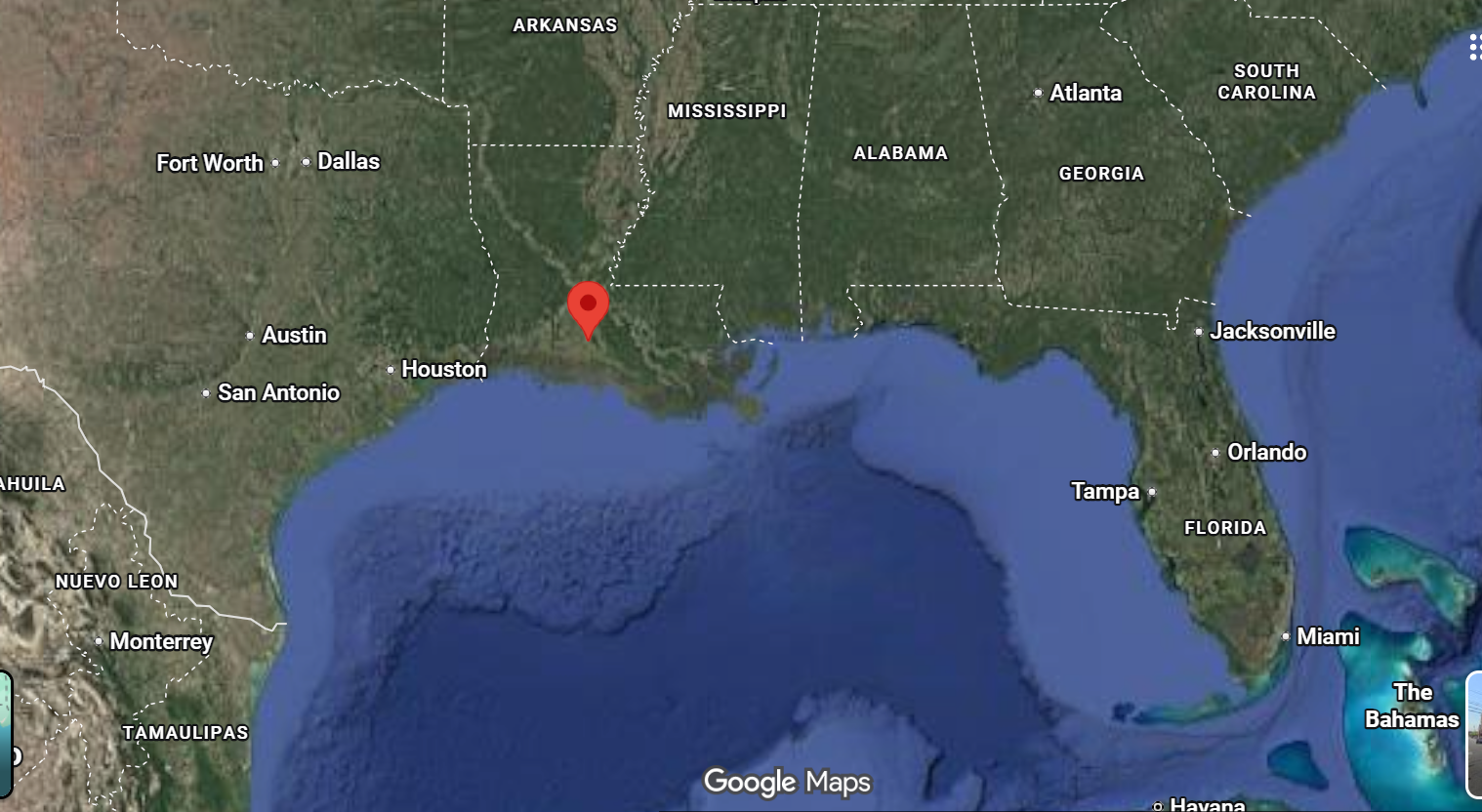 Where is the city of lafayette (Louisiana) located on the map of the USA?
