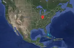 Where is the city of Lexingtone (Kentucky) located on the map of the USA?