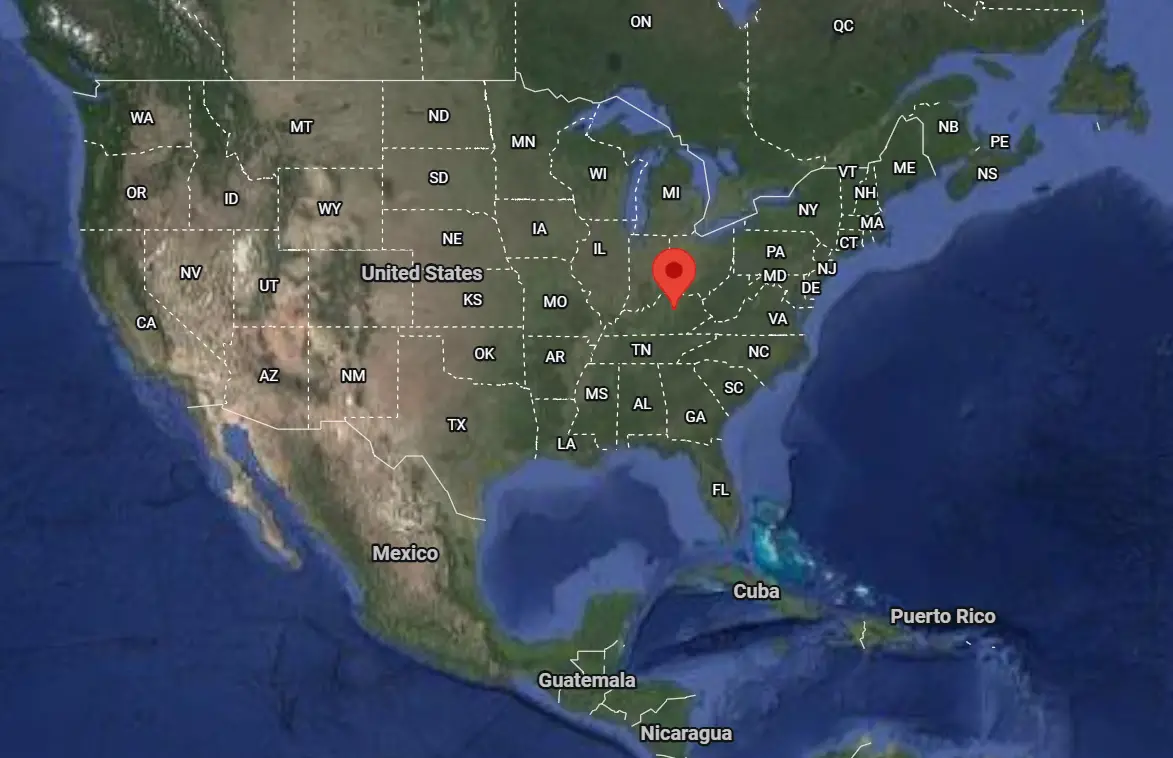 Where is the city of Lexingtone (Kentucky) located on the map of the USA?