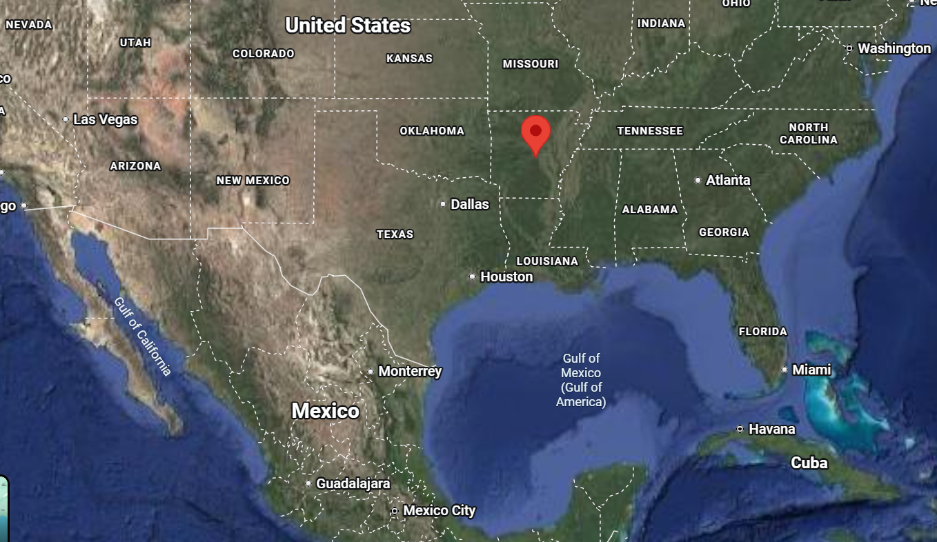 Where is the city of Little Rock (Arkansas) on the map of America?