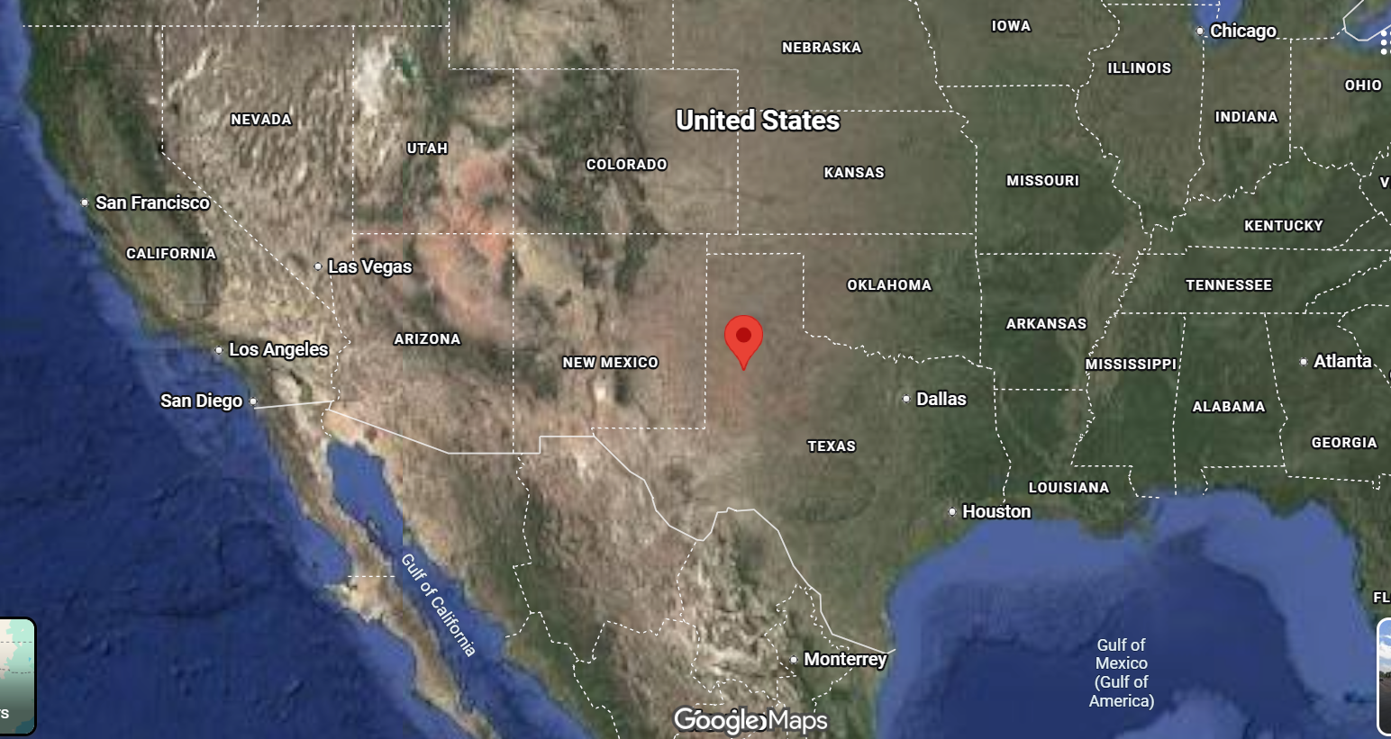 Where is the city of Lubbock, Texas, located on the map of the USA?