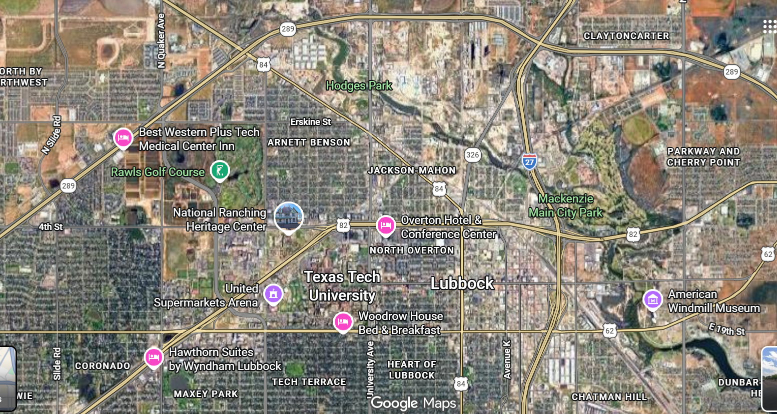 Tourist map of downtown Lubbok, Texas