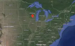 Where is the city of Madison, Wisconsin, located on the map of the USA?