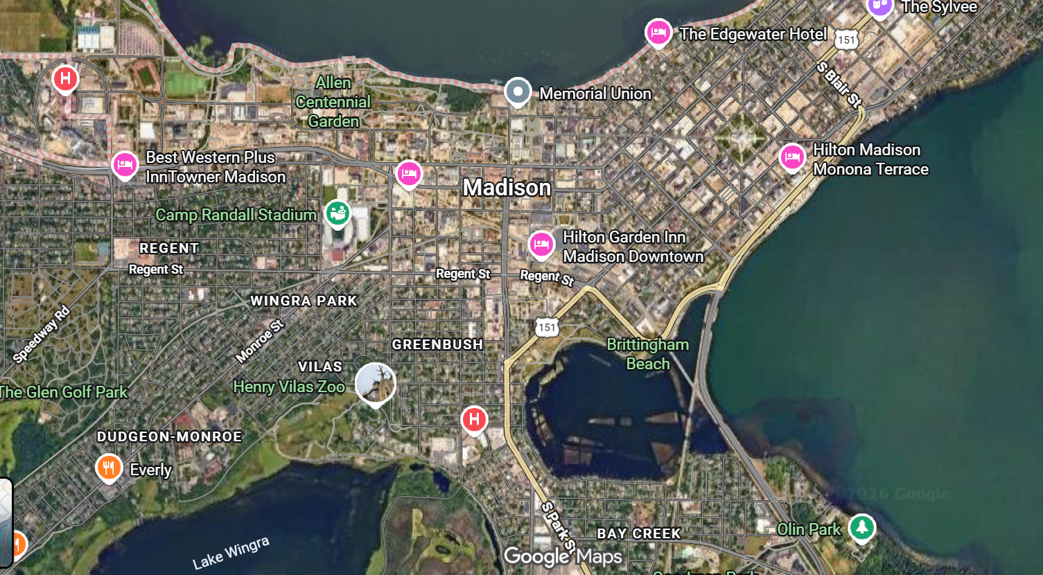 Tourist map of downtown Madison, Wisconsin