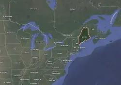 Where is Maine located on the map of America?