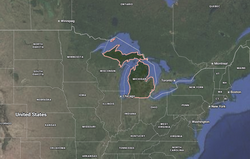 Where is Michigan located on the map of America?