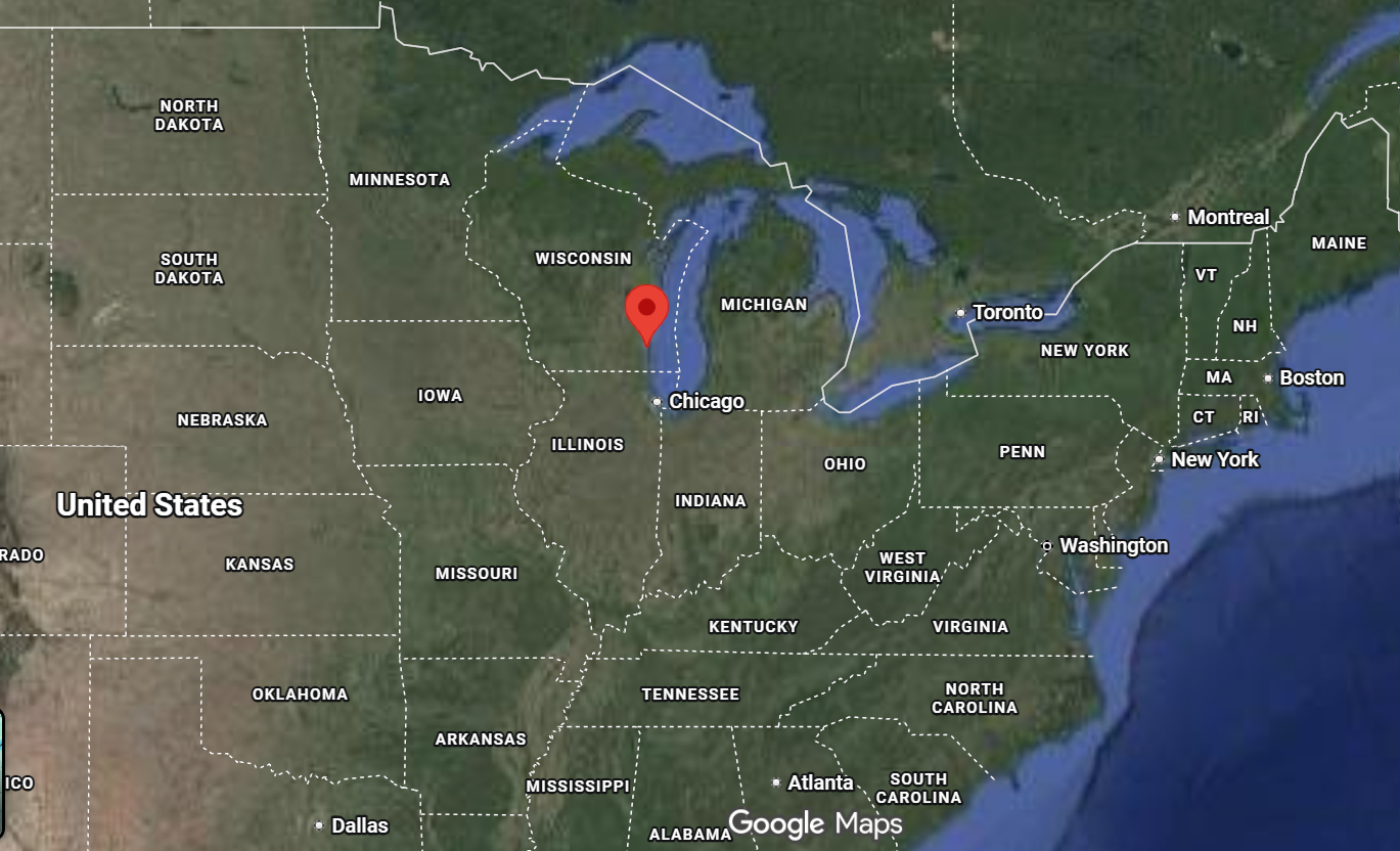 Where is the city of Milwaukee, Wisconsin, located on the map of the USA?