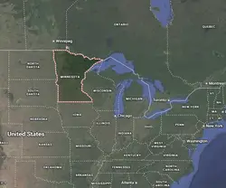 Where is Minnesota located on the map of America?
