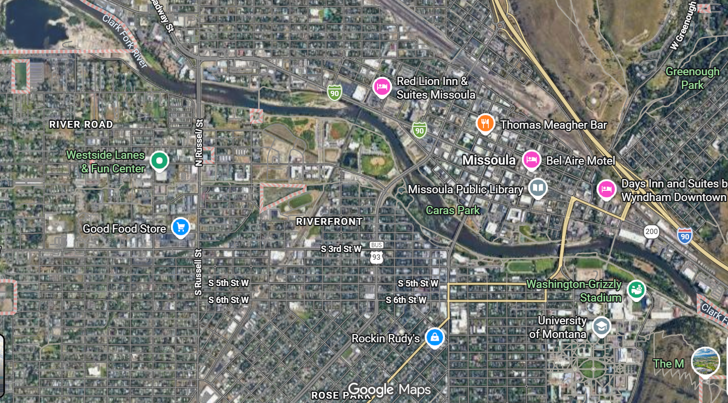 Tourist map of downtown Missoula, Montana
