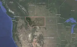Where is Montana located on the map of America?