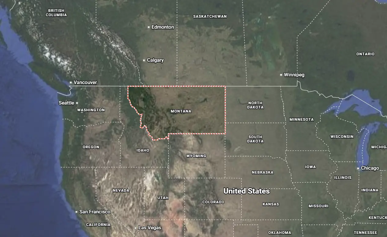 Where is Montana located on the map of America?