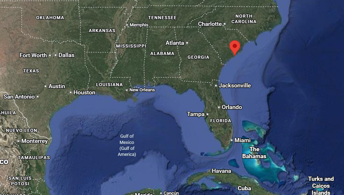 Where is the city of Mount Pleasant, South Carolina, located on the map of the USA?