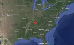 Where is the city of Murfreesboro, Tennessee, located on the map of the USA?