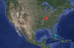 Where is the city of Nashville, Tennessee, located on the map of the USA?
