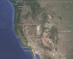Where is Nevada located on the map of America?