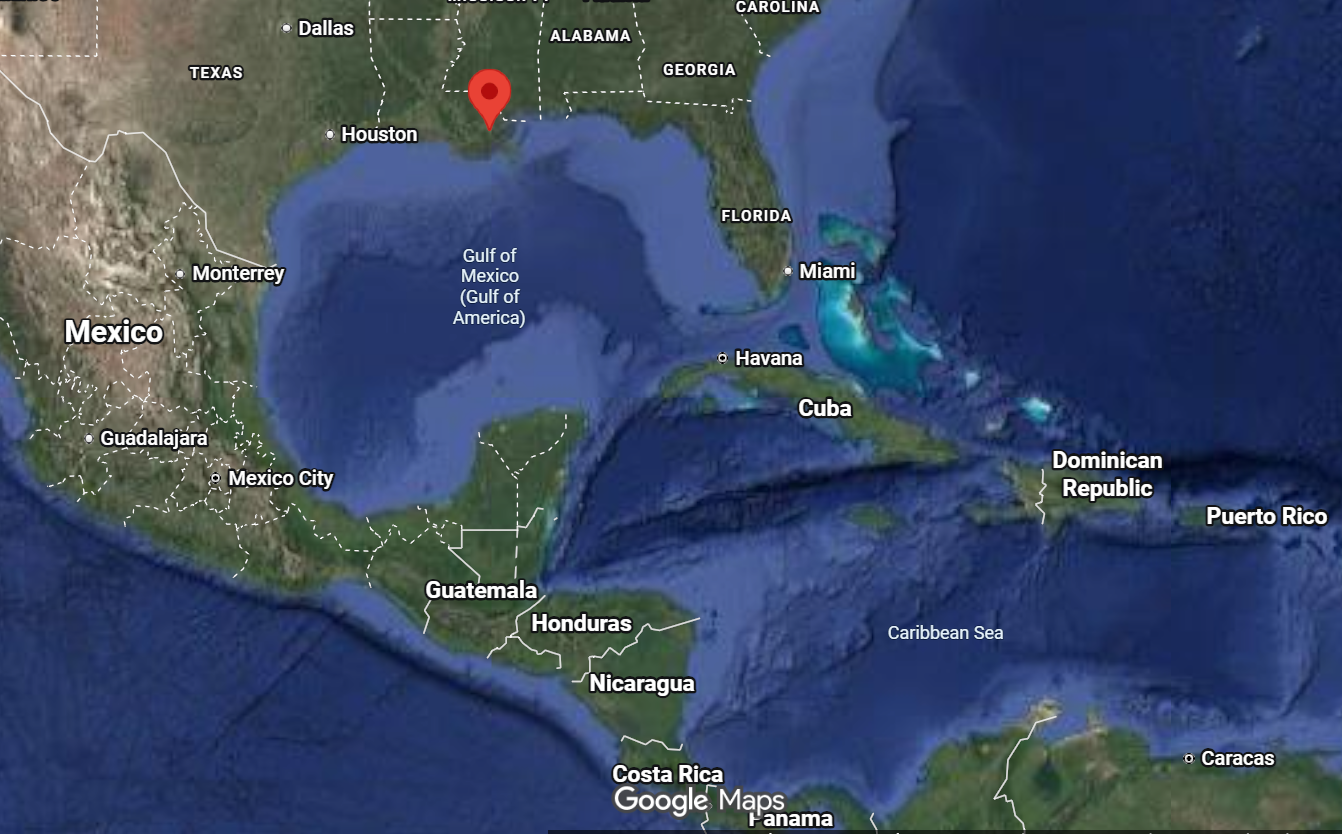 Where is the city of New Orleans (Louisiana) located on the map of the USA?
