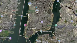 Street map of New York, New York with points of interest