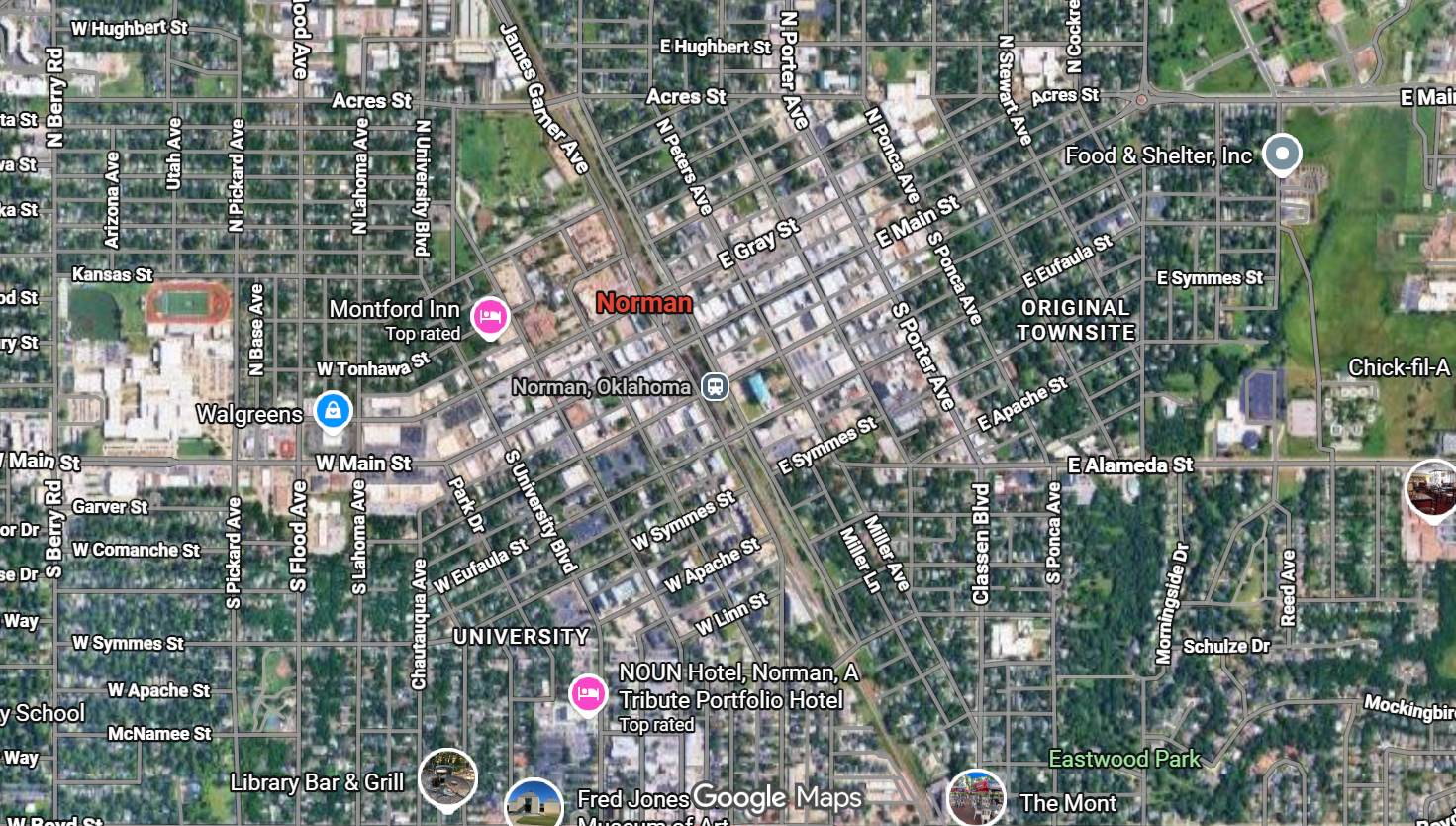 Tourist map of downtown Norman, Oklahoma