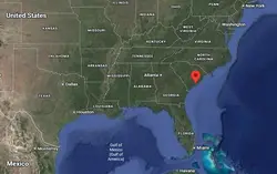Where is the city of North Charleston, South Carolina, located on the map of the USA?