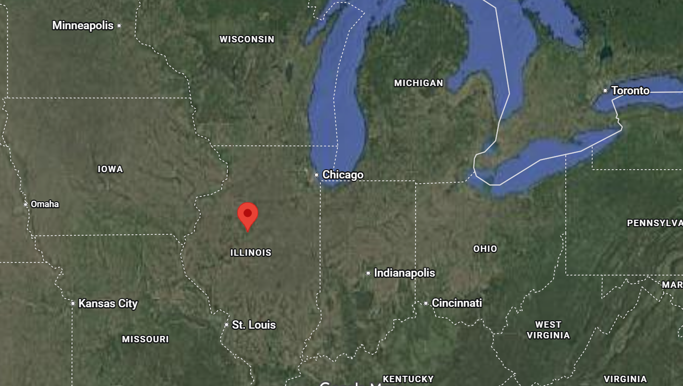 Where is the city of Peoria (Illinois) located on the map of the USA?