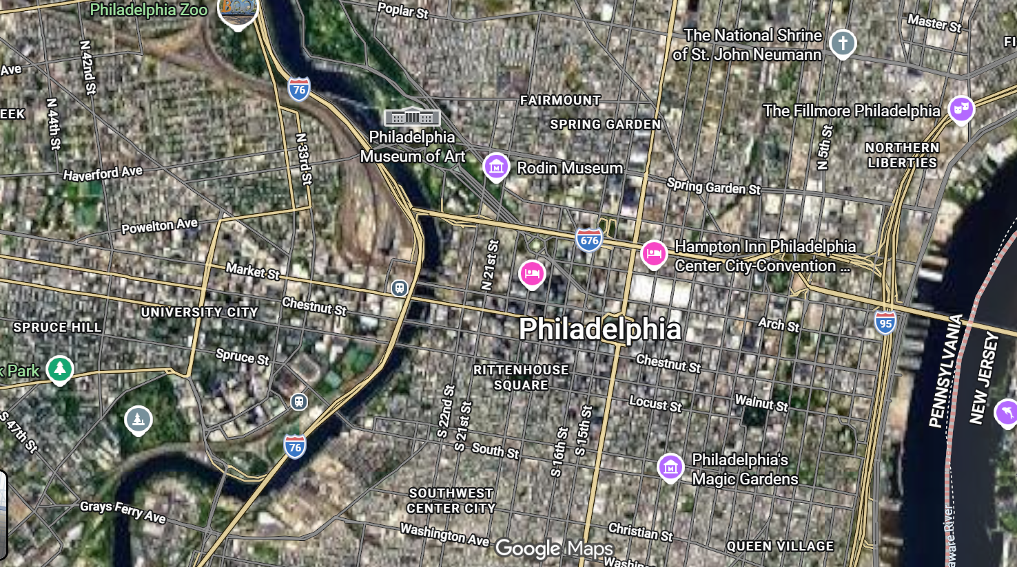 Tourist map of downtown Philadelphia, Pennsylvania