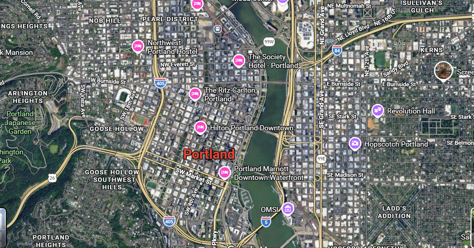 Tourist map of downtown Portland, Oregon