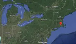 Where is the city of Providence, Rhode Island, located on the map of the USA?