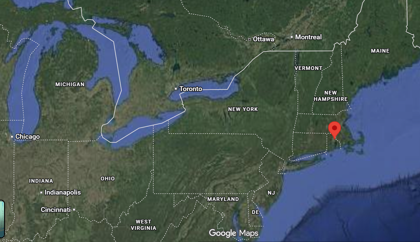 Where is the city of Providence, Rhode Island, located on the map of the USA?