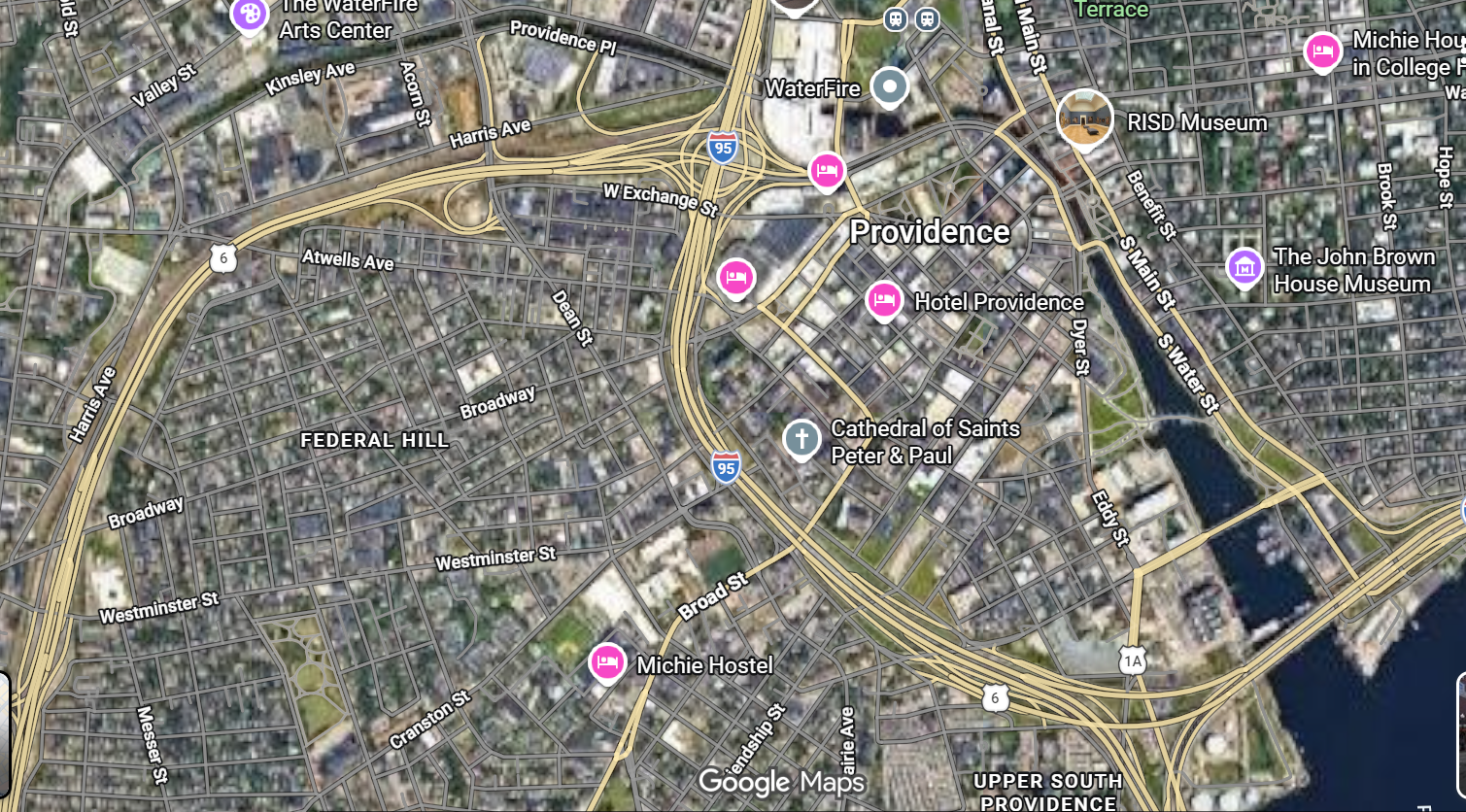 Tourist map of downtown Providence, Rhode Island