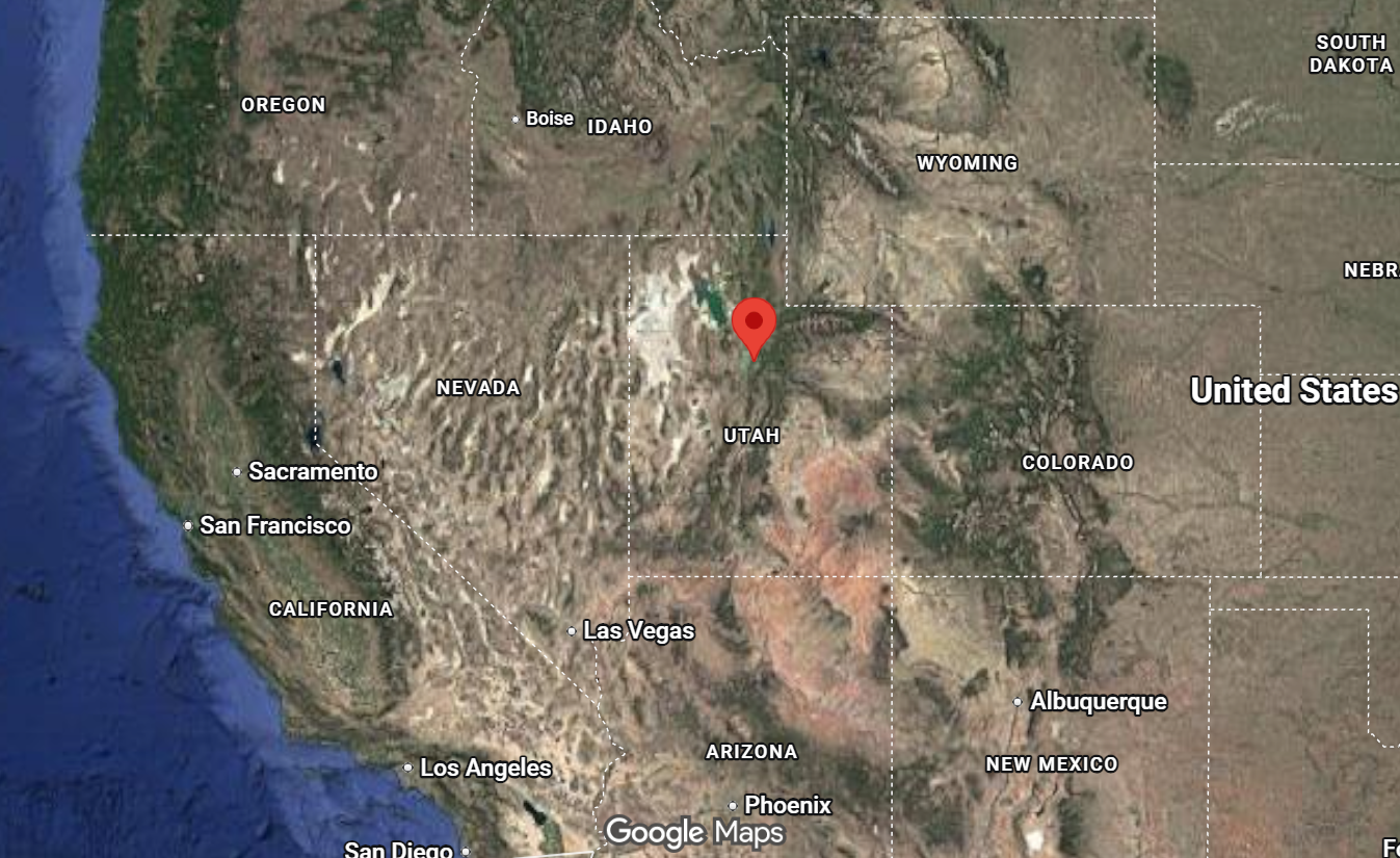Where is the city of Provo, Utah, located on the map of the USA?