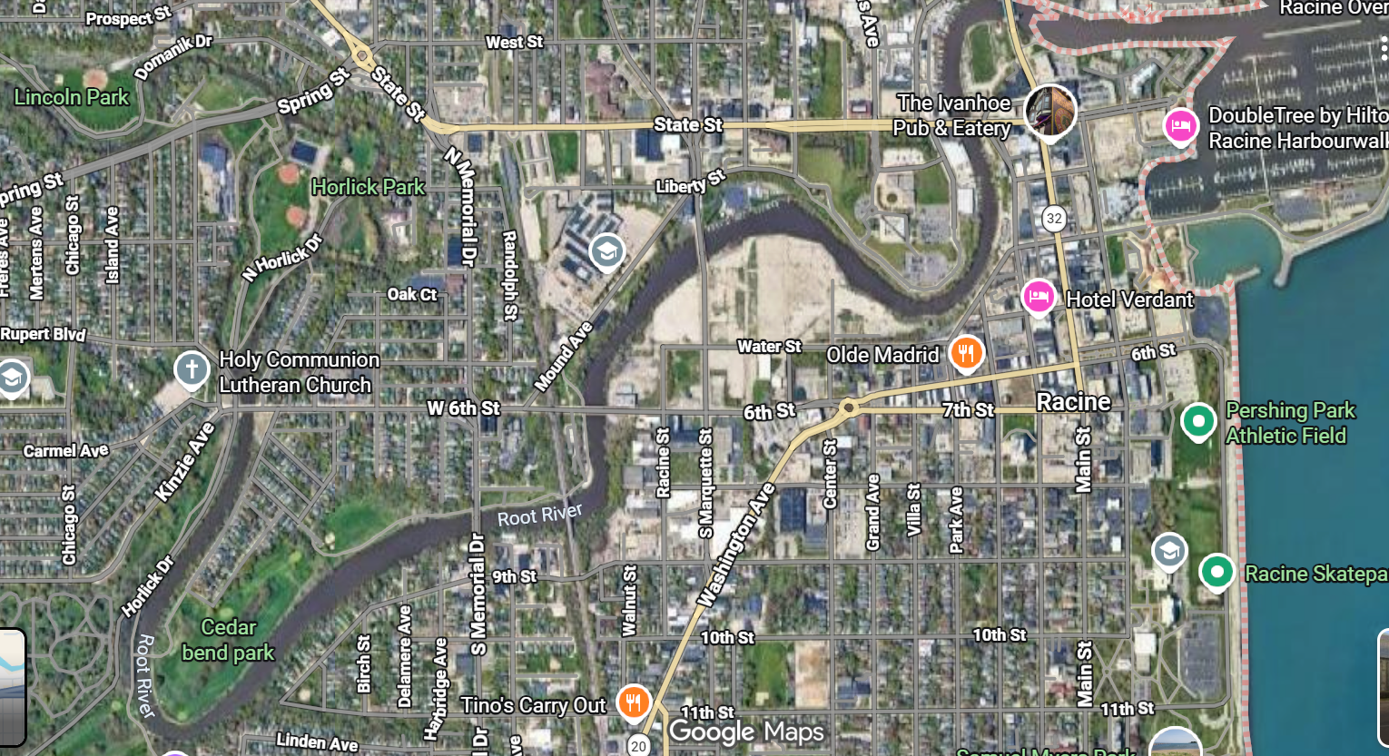 Tourist map of downtown Racine, Wisconsin