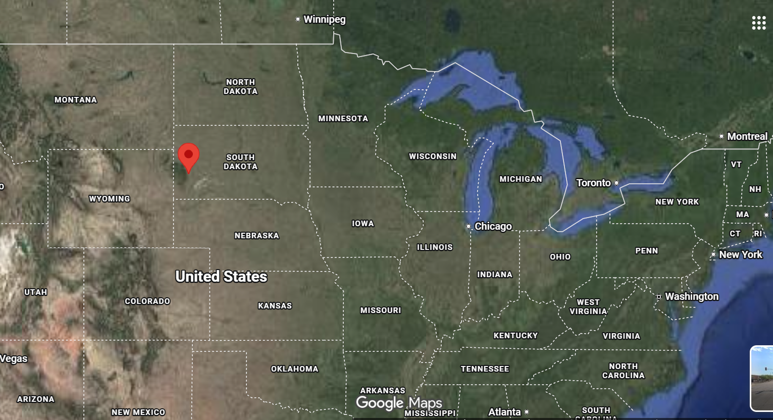 Where is the city of Rapid City, South Dakota, located on the map of the USA?