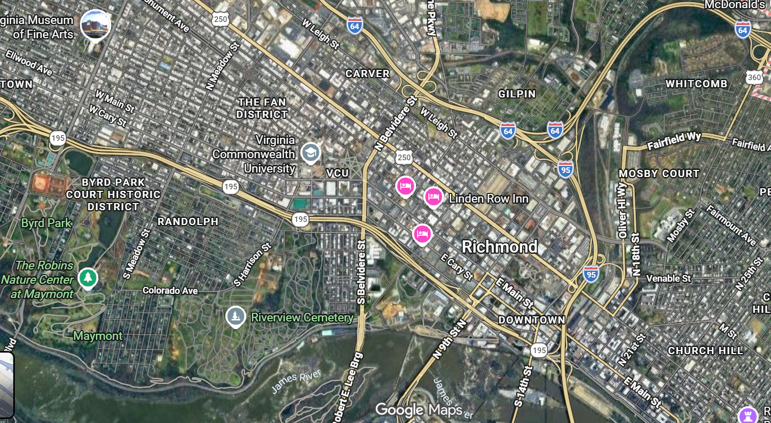 Tourist map of downtown Richmond, Virginia