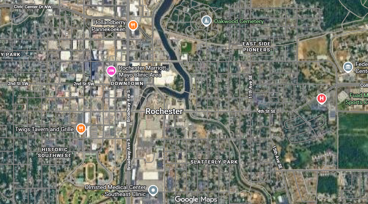 Tourist map of downtown Rochester, Minnesota