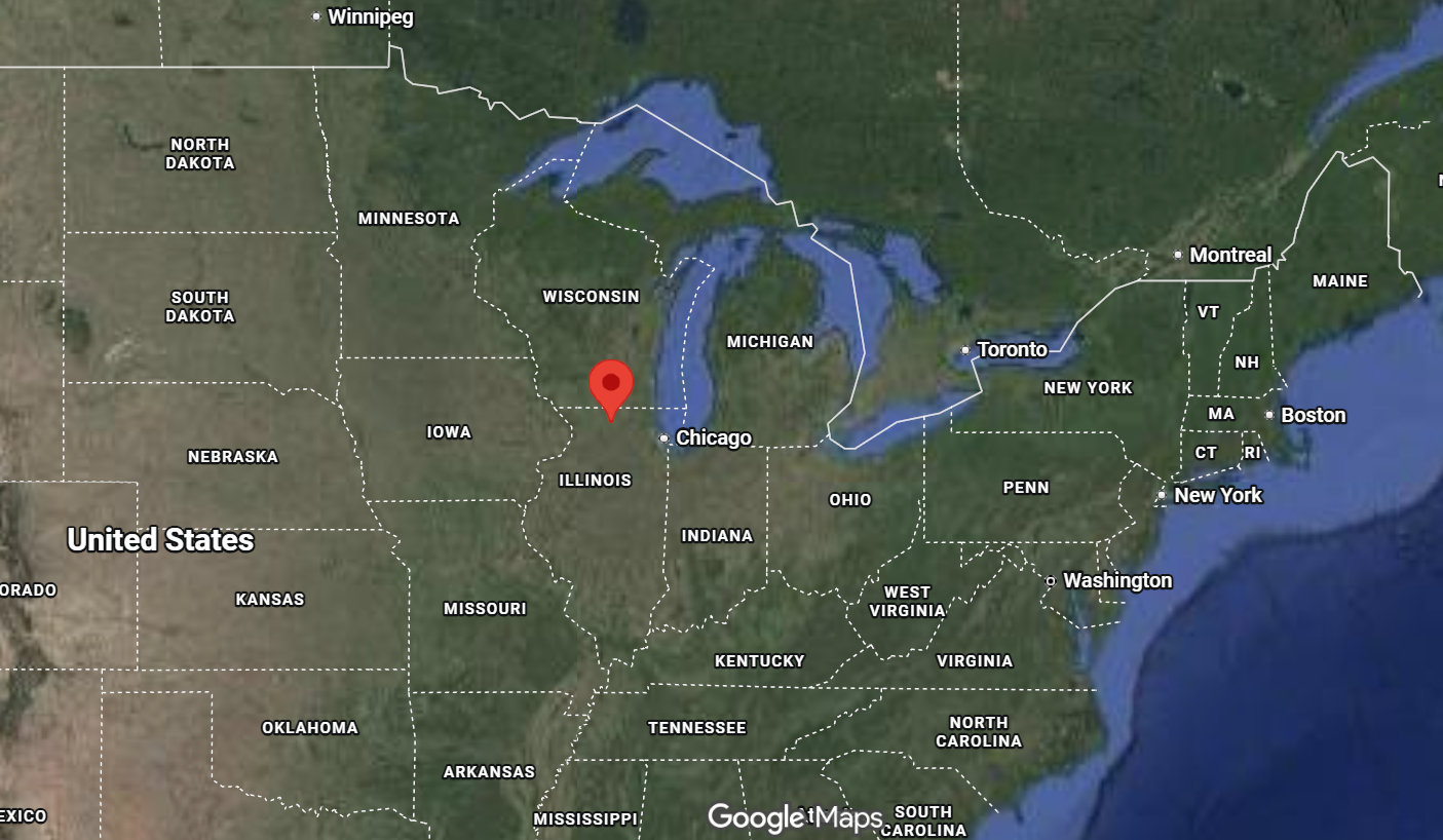 Where is the city of Rockford (Illinois) located on the map of the USA?
