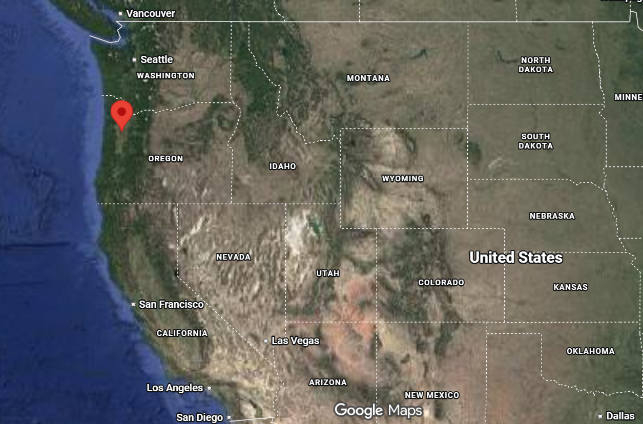 Where is the city of Salem, Oregon, located on the map of the USA?