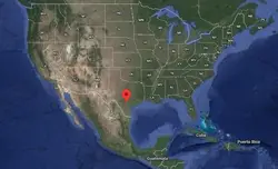 Where is the city of San Antonio, Texas, located on the map of the USA?