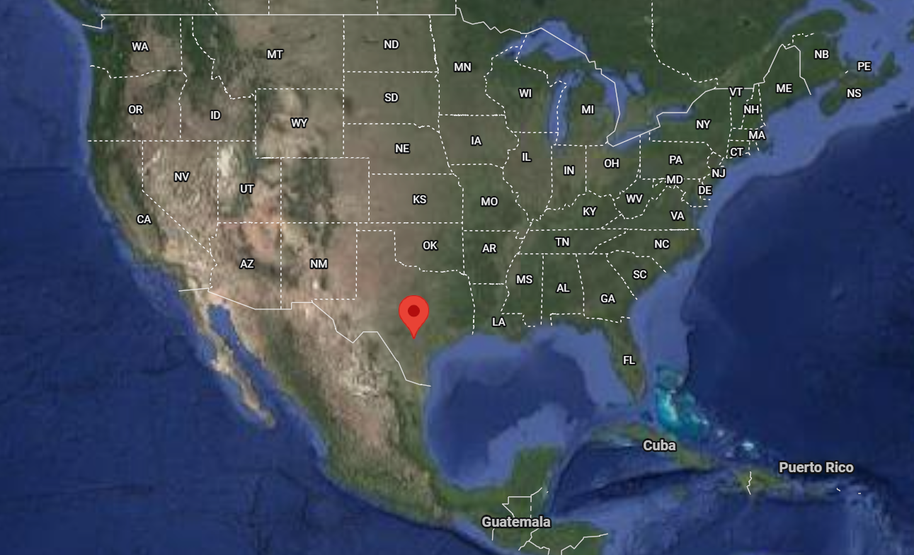 Where is the city of San Antonio, Texas, located on the map of the USA?