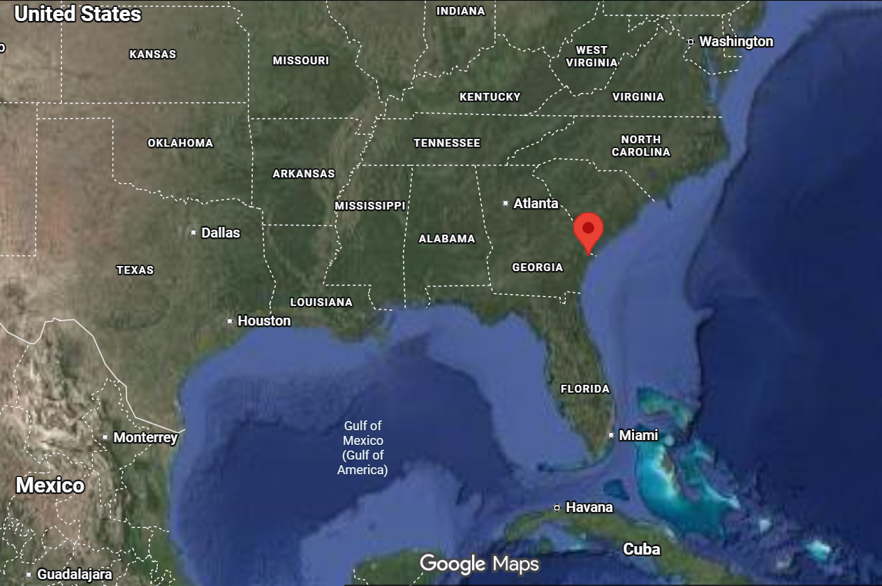 Where is the city of Savannah (Georgia) located on the map of the USA?