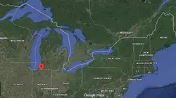 Where is the city of South Bend (Indiana) located on the map of the USA?