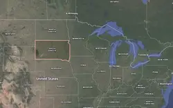 Where is South Dakota located on the map of America?