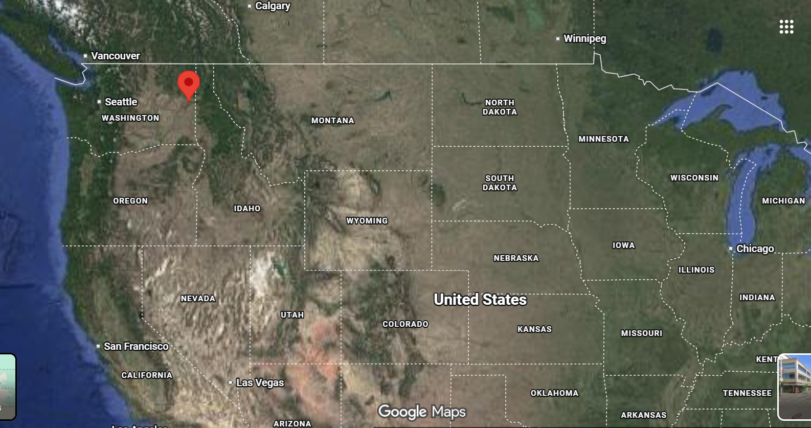 Where is the city of Spokane, Washington, located on the map of the USA?