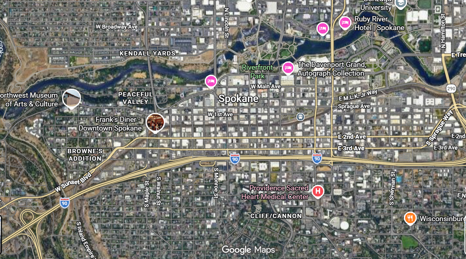 Tourist map of downtown Spokane, Washington