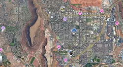 Street map of St George, Utah with points of interest