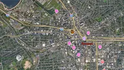 Street map of Syracuse, New York with points of interest