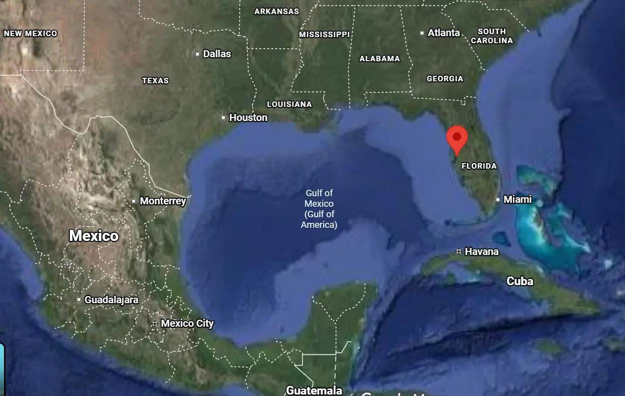 Where is the city of Tampa (Florida) located on the map of the USA?