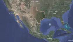 Where is Texas located on the map of America?