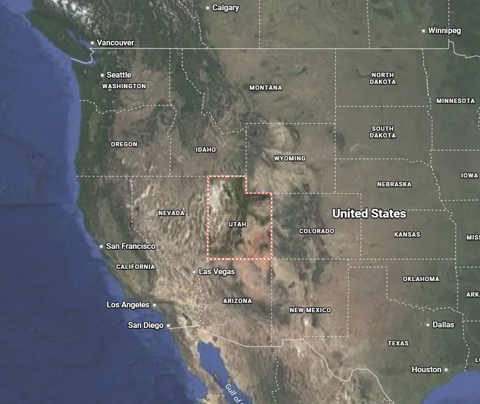 Where is Utah located on the map of America?