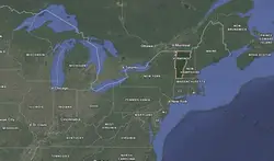 Where is Vermont located on the map of America?